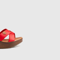 Leather Comfort Wedges Red 11263 Sandals | familyshoecentre