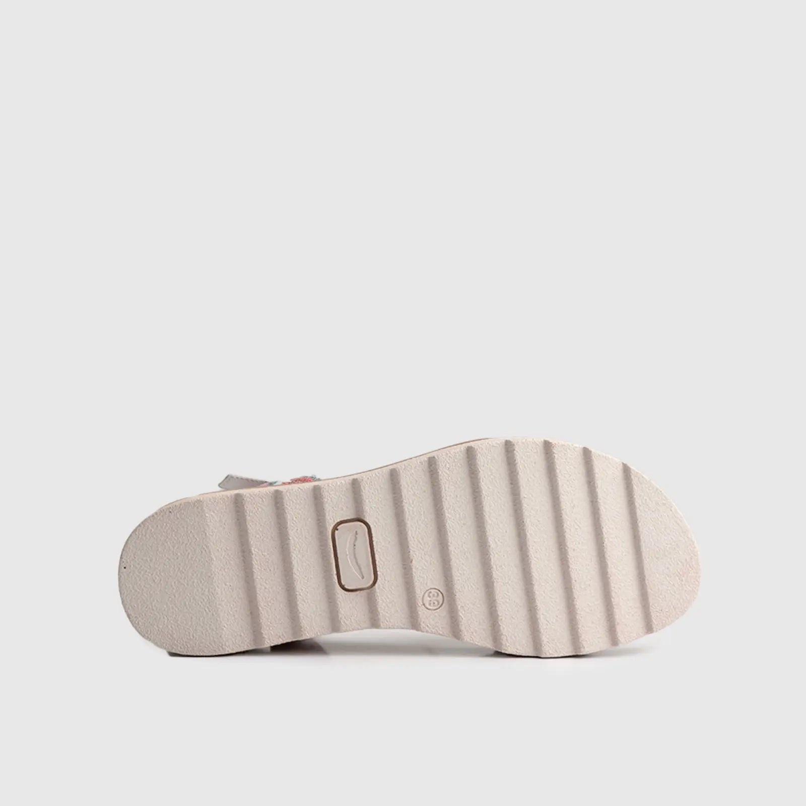 Leather Comfort Wedges White Multi 11641 Sandals | familyshoecentre