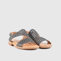 Leather Flat Comfort Sandals Navy 8625 Sandals | familyshoecentre