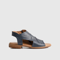 Leather Flat Comfort Sandals Navy 8840 Sandals | familyshoecentre