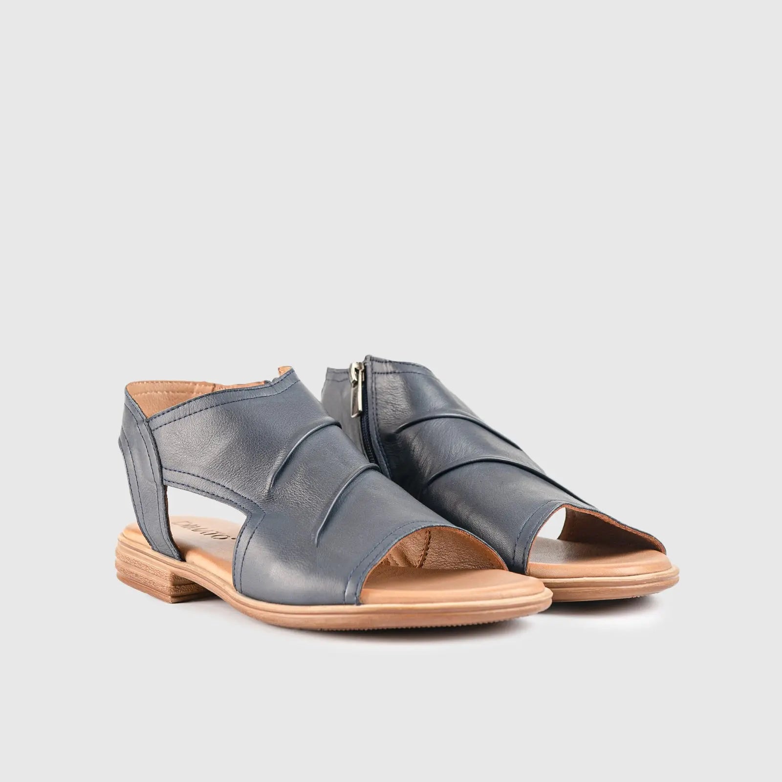 Leather Flat Comfort Sandals Navy 8840 Sandals | familyshoecentre