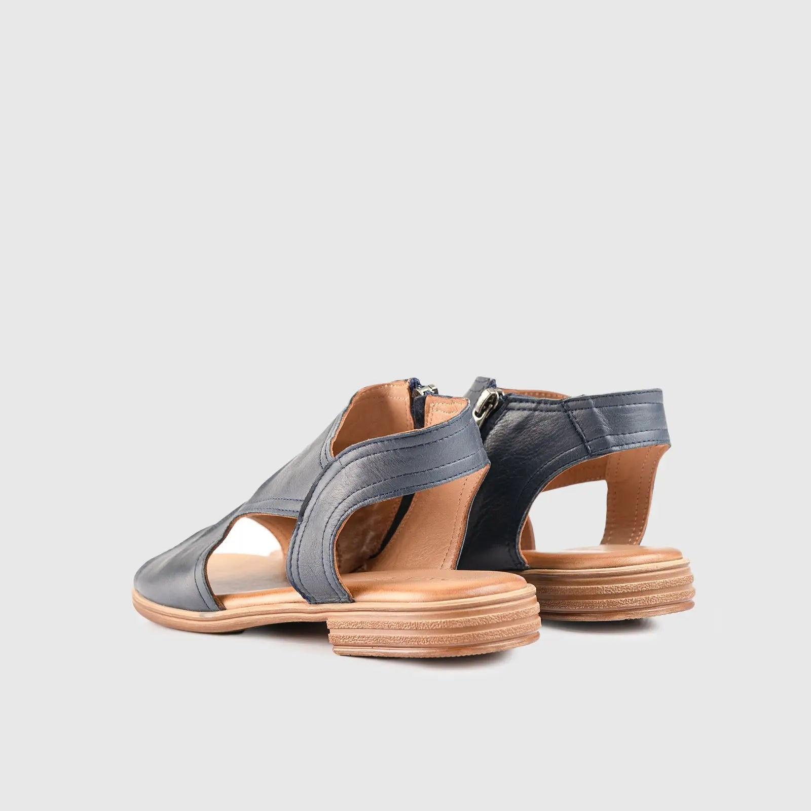 Leather Flat Comfort Sandals Navy 8840 Sandals | familyshoecentre