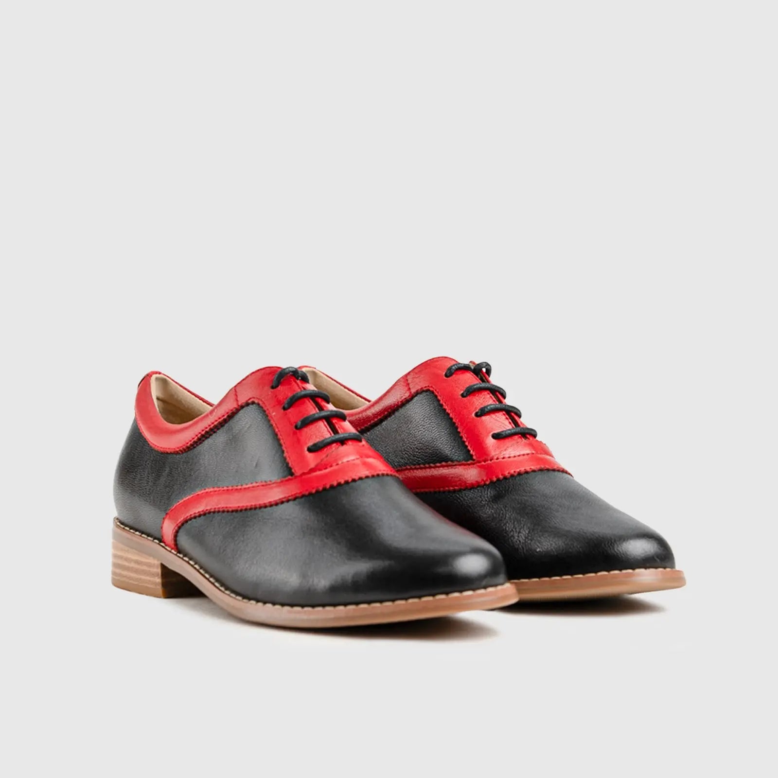 Leather Oxfords Black/Red HA022 Oxfords | familyshoecentre