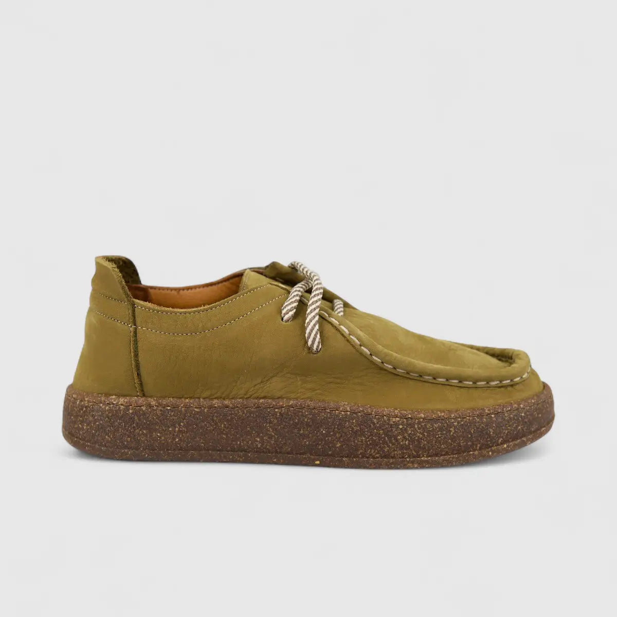 Majencia Ladies Leather Casual Lace Up Shoe 241094 Olive MJ3