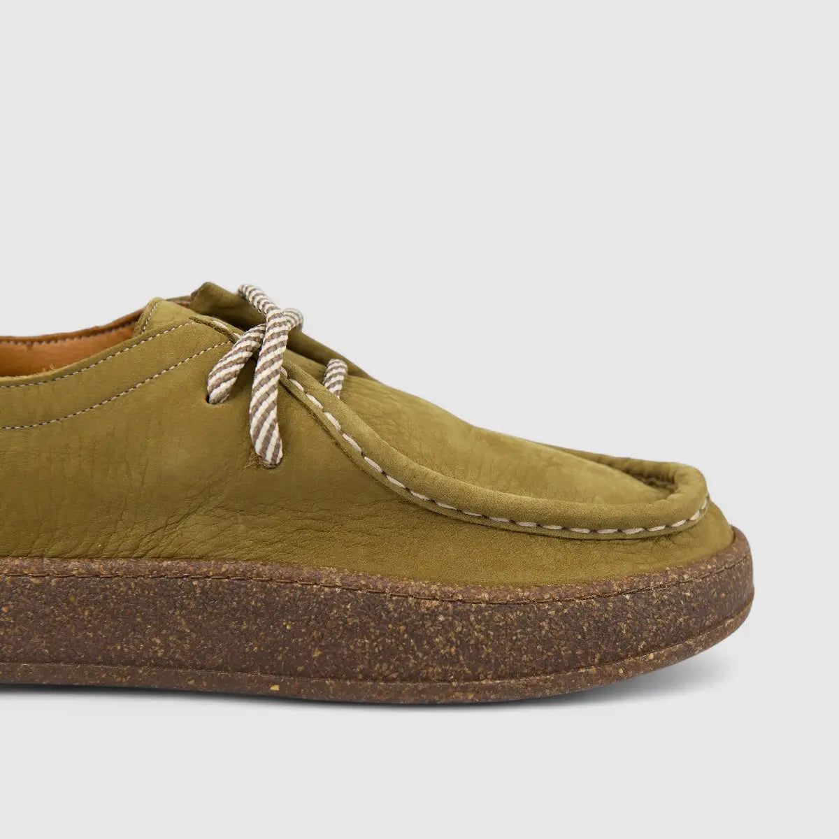 Majencia Ladies Leather Casual Lace Up Shoe 241094 Olive MJ3