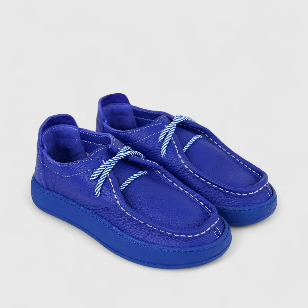 Majencia Ladies Leather Casual Lace Up Shoe 241094 Blue MJ1