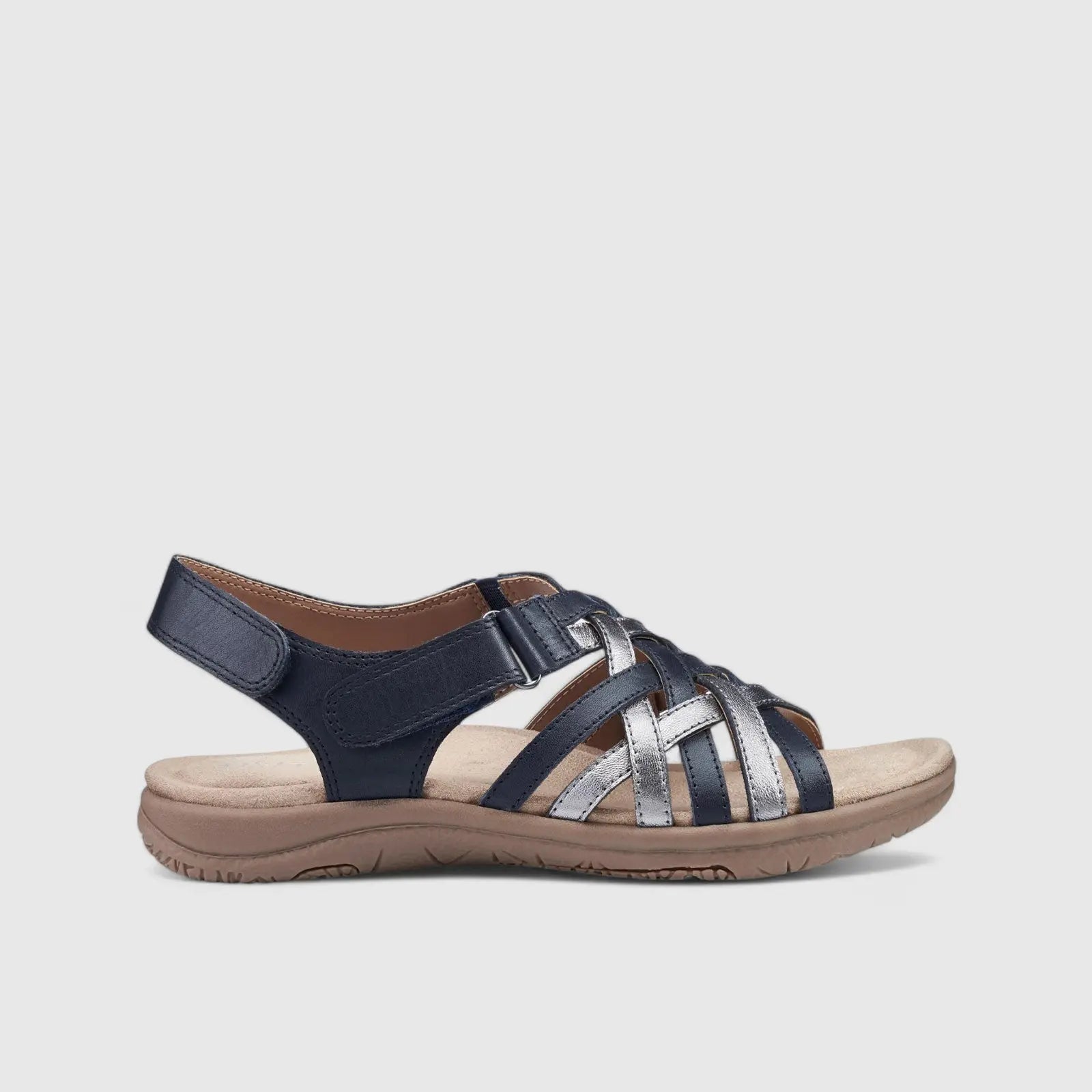 Maple Comfort Leather Sandal Navy/Pewter Sandals | familyshoecentre