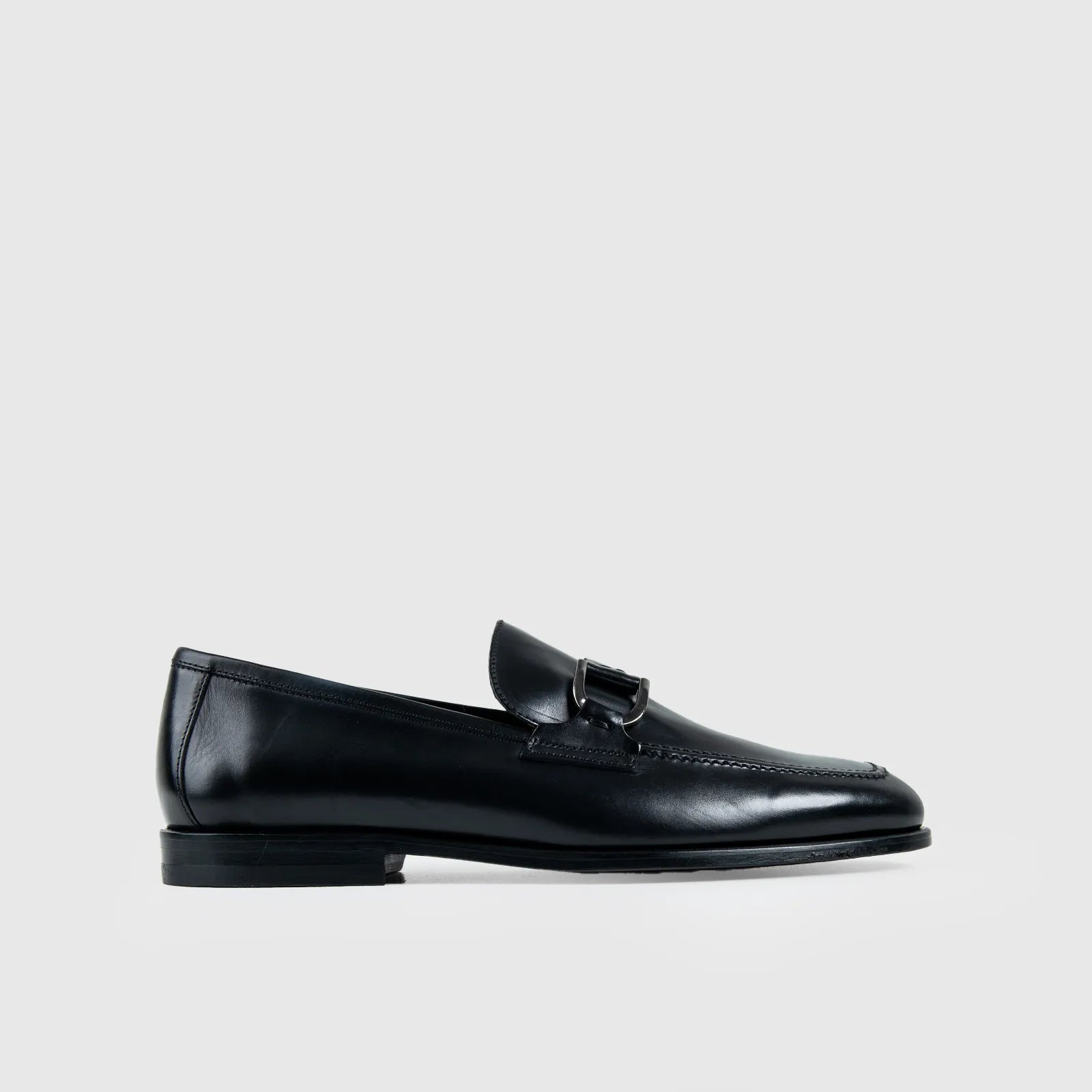 Mario Fagni Moccasin Slip On With Buckle 2842 Black Leather MF6 Oxfords | familyshoecentre