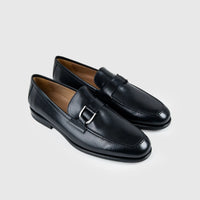 Mario Fagni Moccasin Slip On With Buckle 2842 Black Leather MF6 Oxfords | familyshoecentre