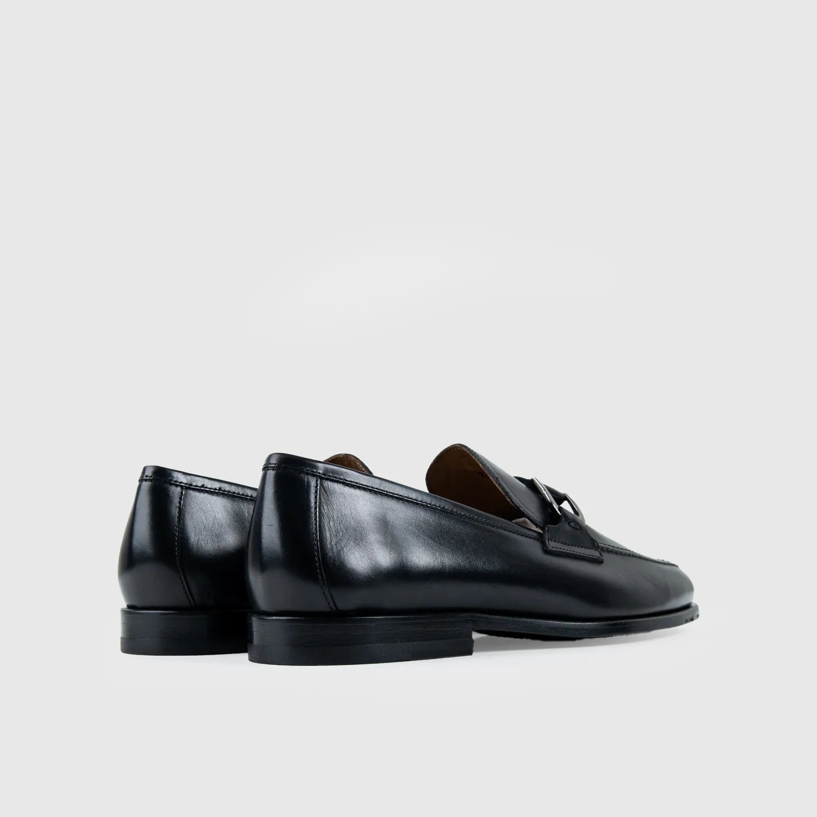 Mario Fagni Moccasin Slip On With Buckle 2842 Black Leather MF6 Oxfords | familyshoecentre