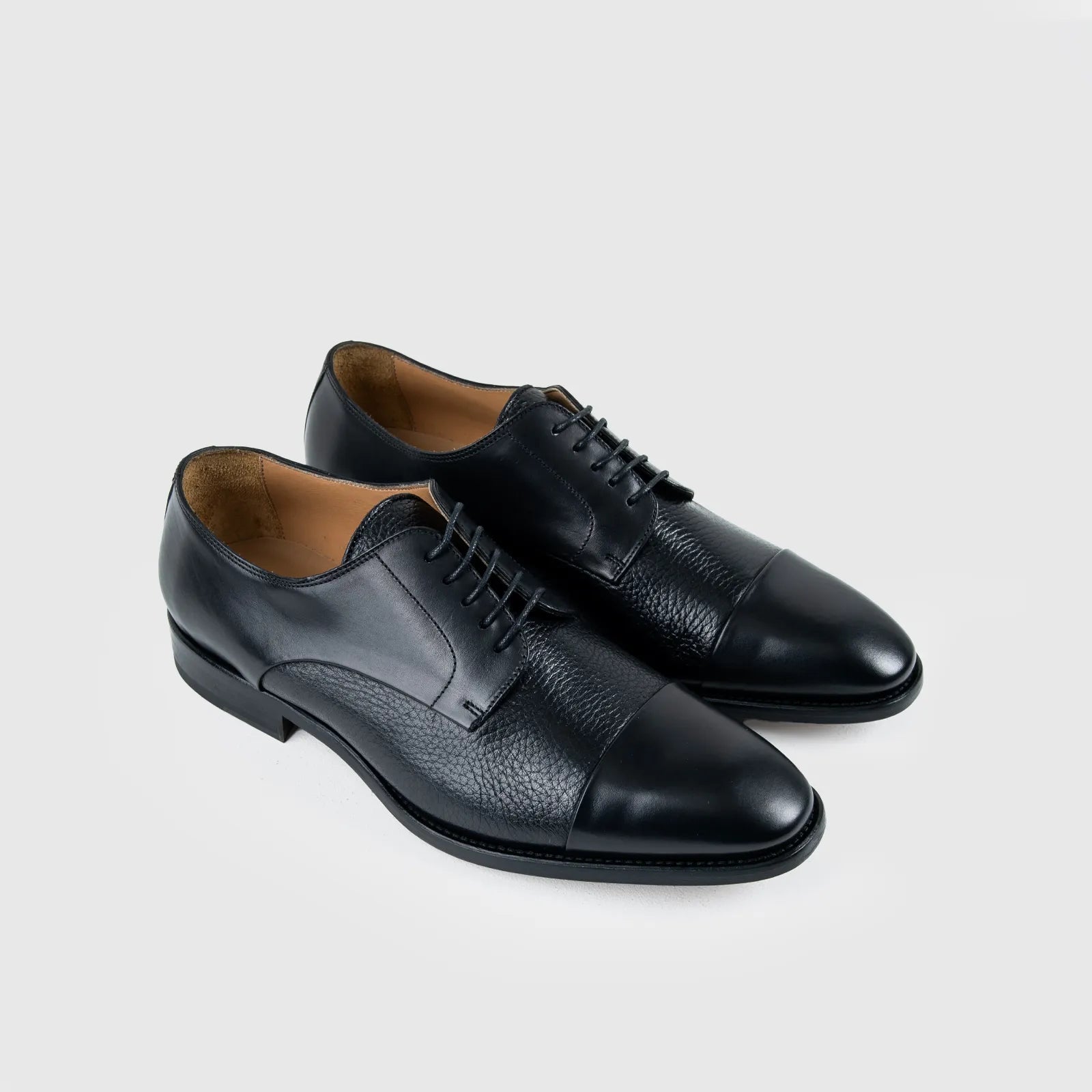 Mario Fagni Toe Cap Deer Skin Lace Up Black 2468 MF4 Oxfords | familyshoecentre