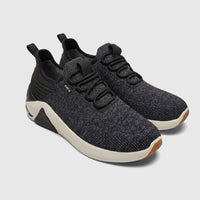 Pair of Mark Nason X Skechers women's comfort sneakers in black and grey knit fabric, visible from a slight overhead angle.
