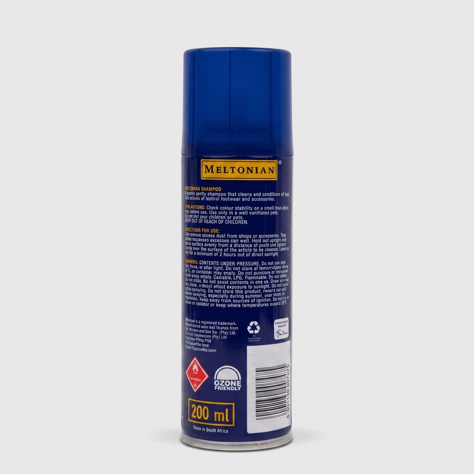 Meltonian Sneaker Shampoo for all colors in a 200ml blue and white aerosol can, shown upright from the side.