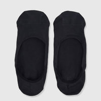 Two pairs of men's smokey grey bamboo invisible socks laid flat, highlighting the no-show design and soft texture.