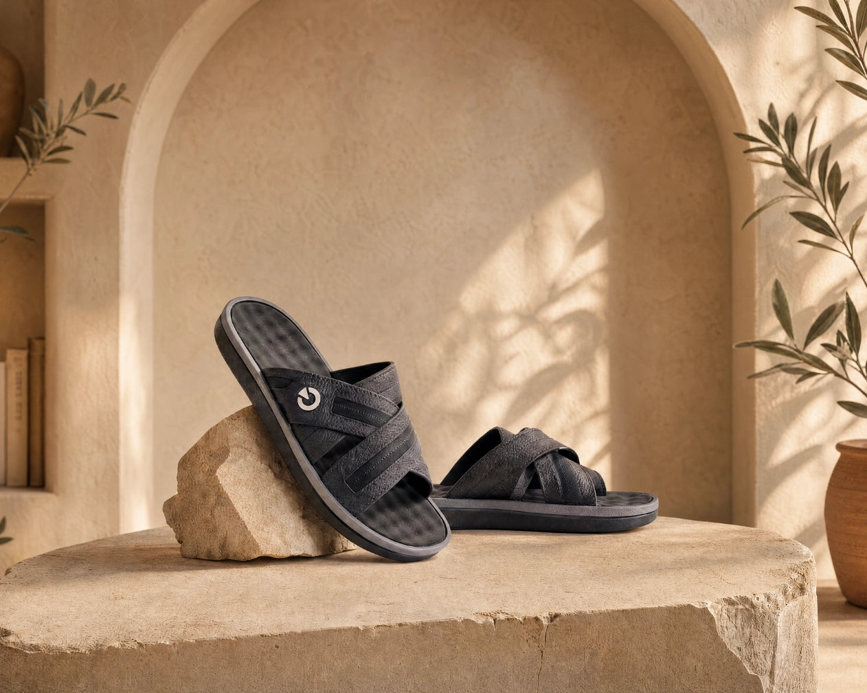 Skechers Men's Adventure Sandal Tresmen 205112 in chocolate brown, black, and taupe, shown from the side on a white
