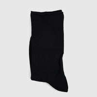 A single men's black bamboo diabetic sock, presented in a flat-lay view. The sock features a smooth knit texture and a