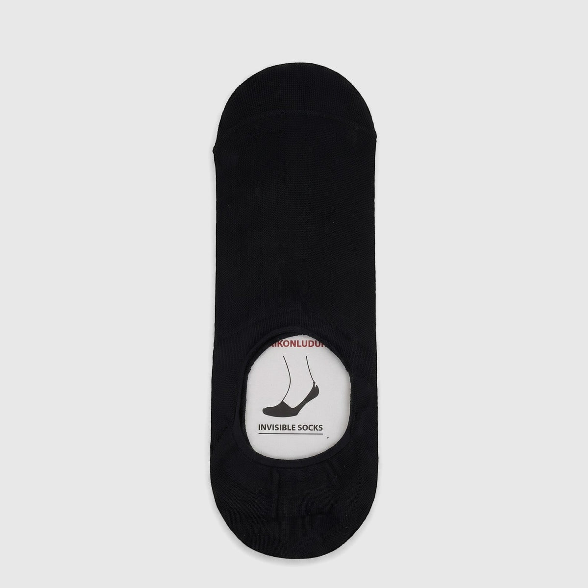 Black Men's Bamboo Invisible Socks, UK size 6 to 11, displayed flat with branding card visible.