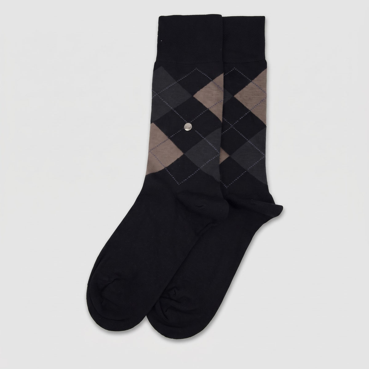 Men's bamboo socks with an argyle pattern in black, brown, and gray tones; comfortable everyday wear for UK sizes 6 to 11.