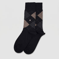 Men's bamboo socks with an argyle pattern in black, brown, and gray tones; comfortable everyday wear for UK sizes 6 to 11.