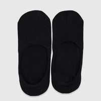 Pair of men's black bamboo invisible socks, laid flat, showcasing the heel and toe sections. Suitable for low-cut shoes.