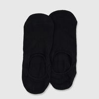 Pair of Men's Black Bamboo Invisible Socks, displayed flat-lay. Essential no-show socks for comfort and discreet wear.