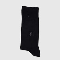 Men's black bamboo socks, Art No.917, displayed as a flat-lay. Features a small patterned motif mid-calf.