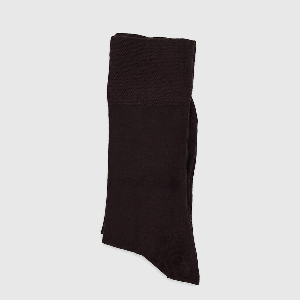 Men's dark brown pure cotton and bamboo blend socks, featuring a comfortable knit texture, folded neatly for display.