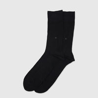 A pair of black Men's Micro Modal Socks, Art No.805, for UK8 to UK10 foot size, laid flat on a white surface.