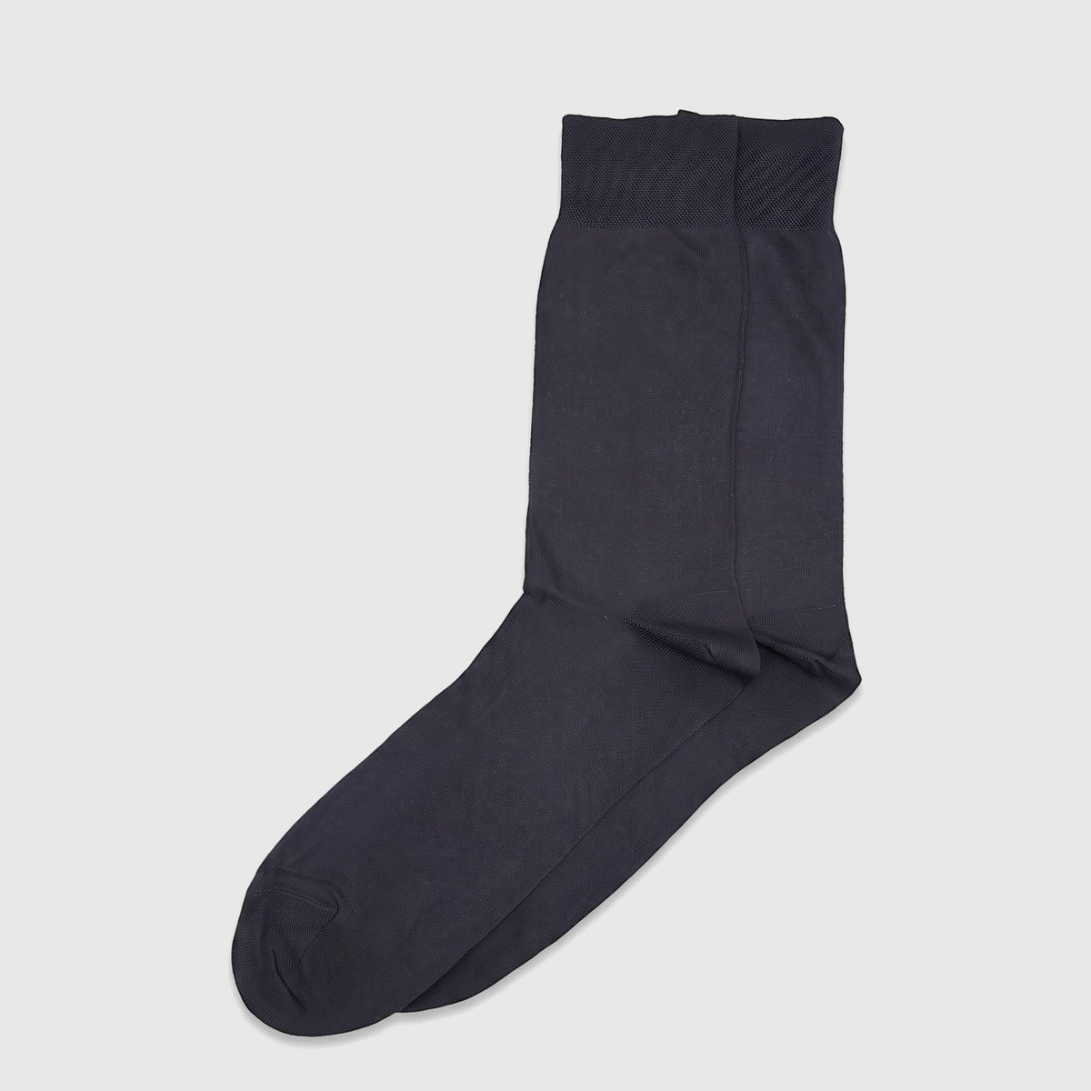 A single dark grey men's rayon floss sock, art no.309, laid flat on a light background, showcasing its texture.