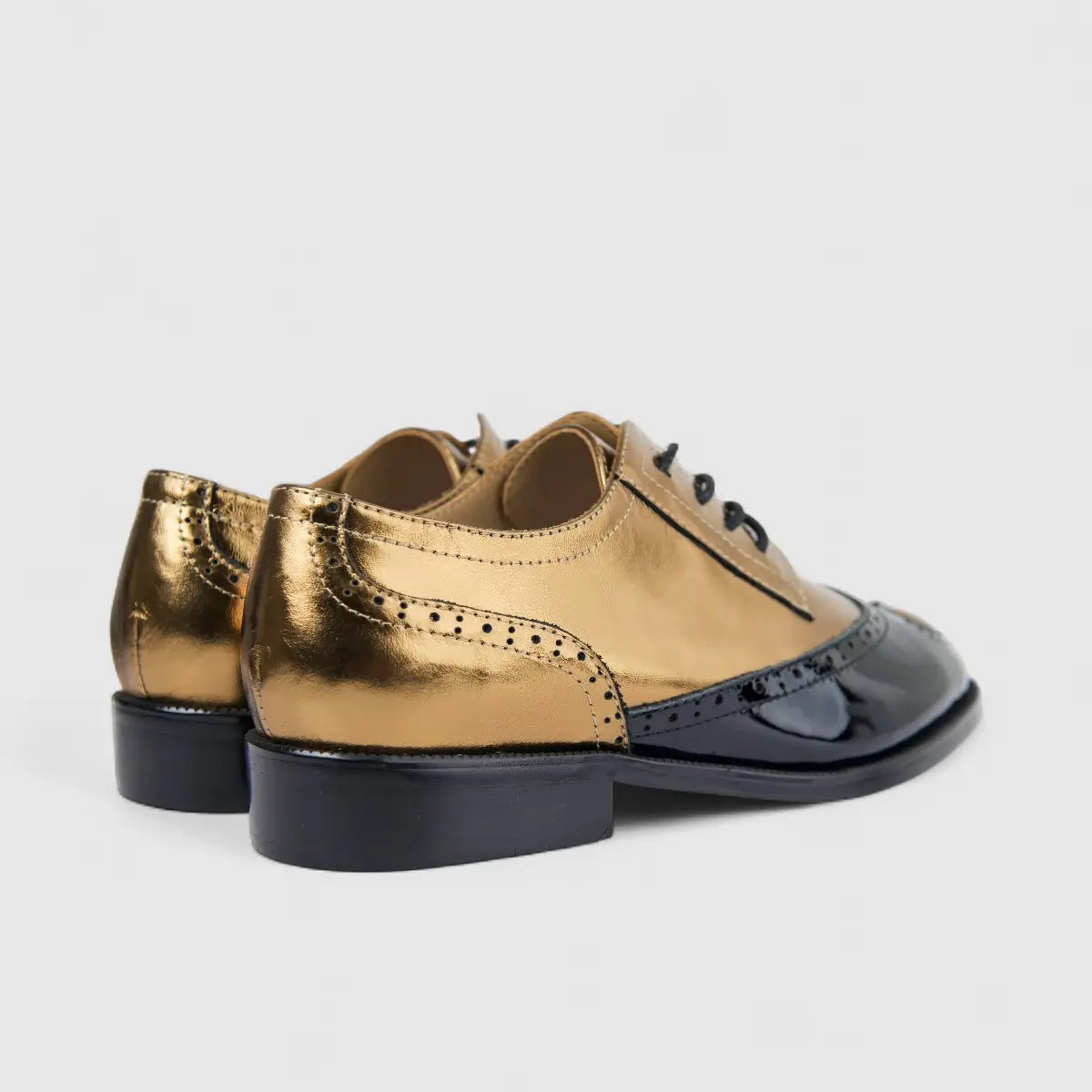 Morbido Ladies Leather Lace Up Shoe Black/Gold PON022