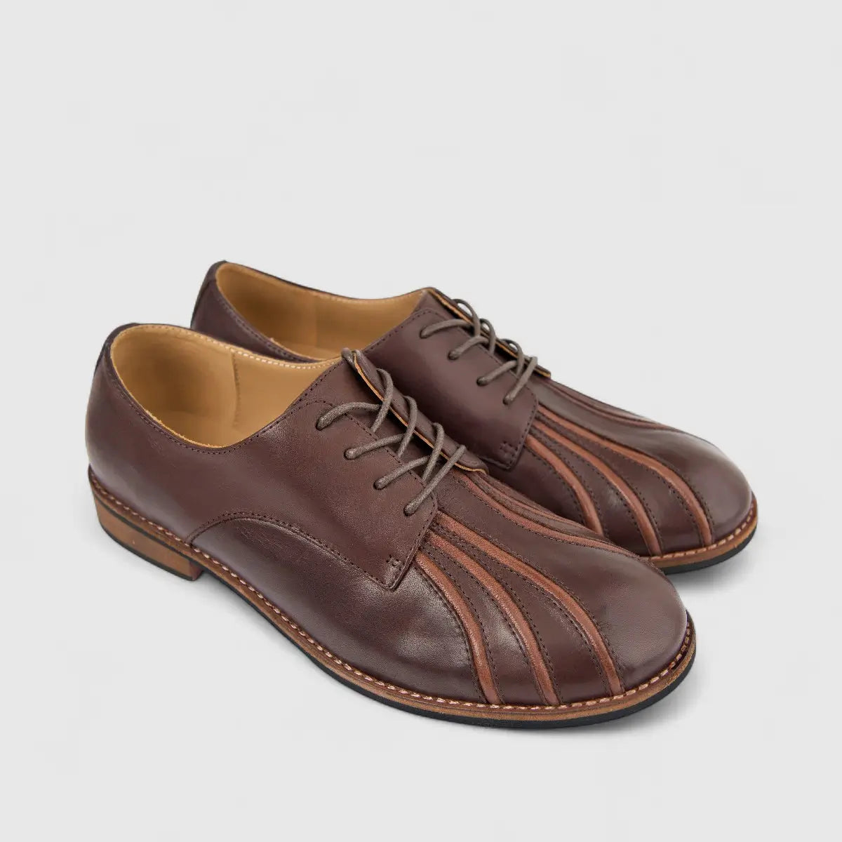 Morbido Ladies Leather Lace Up Shoe Brown PON021