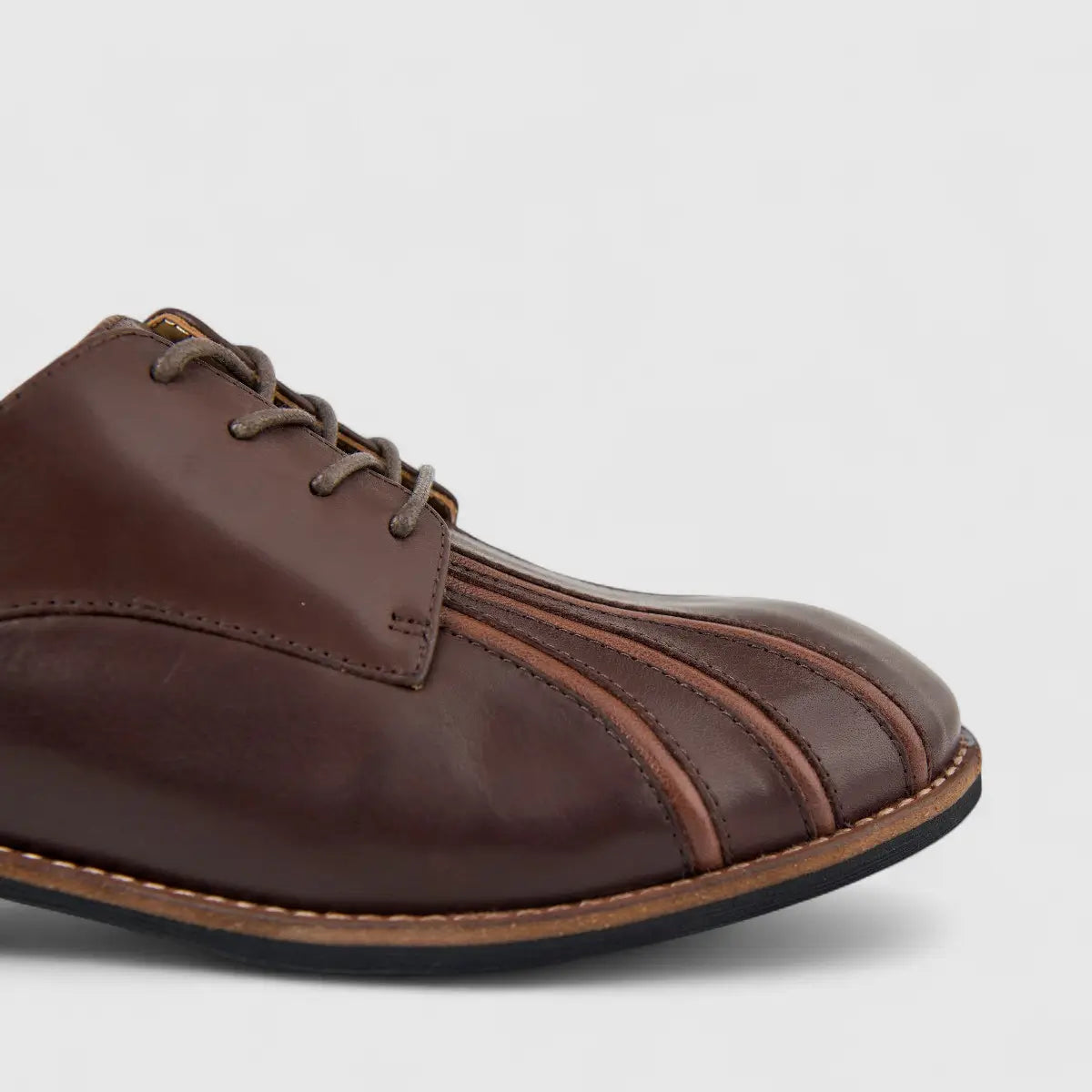 Morbido Ladies Leather Lace Up Shoe Brown PON021
