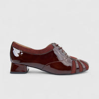 Morbido Ladies Leather Lace Up Shoe Burgundy PON024