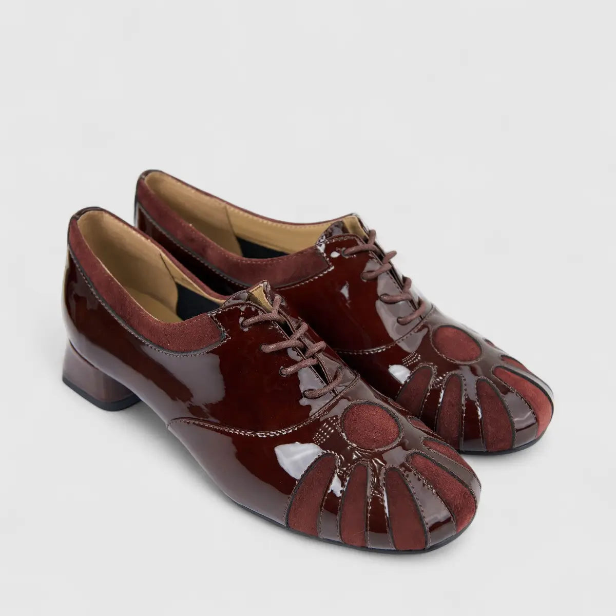 Morbido Ladies Leather Lace Up Shoe Burgundy PON024