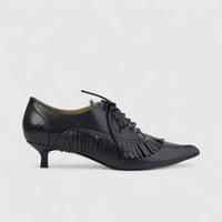 Morbido Ladies Leather Lace Up Shoe With Kitten Heel PON017