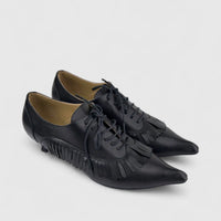Morbido Ladies Leather Lace Up Shoe With Kitten Heel PON017