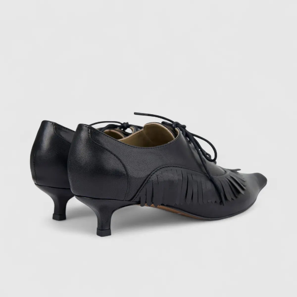 Morbido Ladies Leather Lace Up Shoe With Kitten Heel PON017