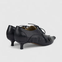 Morbido Ladies Leather Lace Up Shoe With Kitten Heel PON017