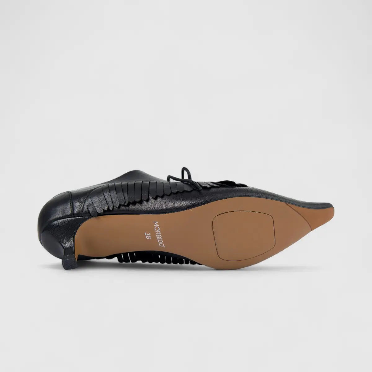 Morbido Ladies Leather Lace Up Shoe With Kitten Heel PON017