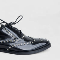 Morbido Ladies Leather Lace Up With Studs Black PON011