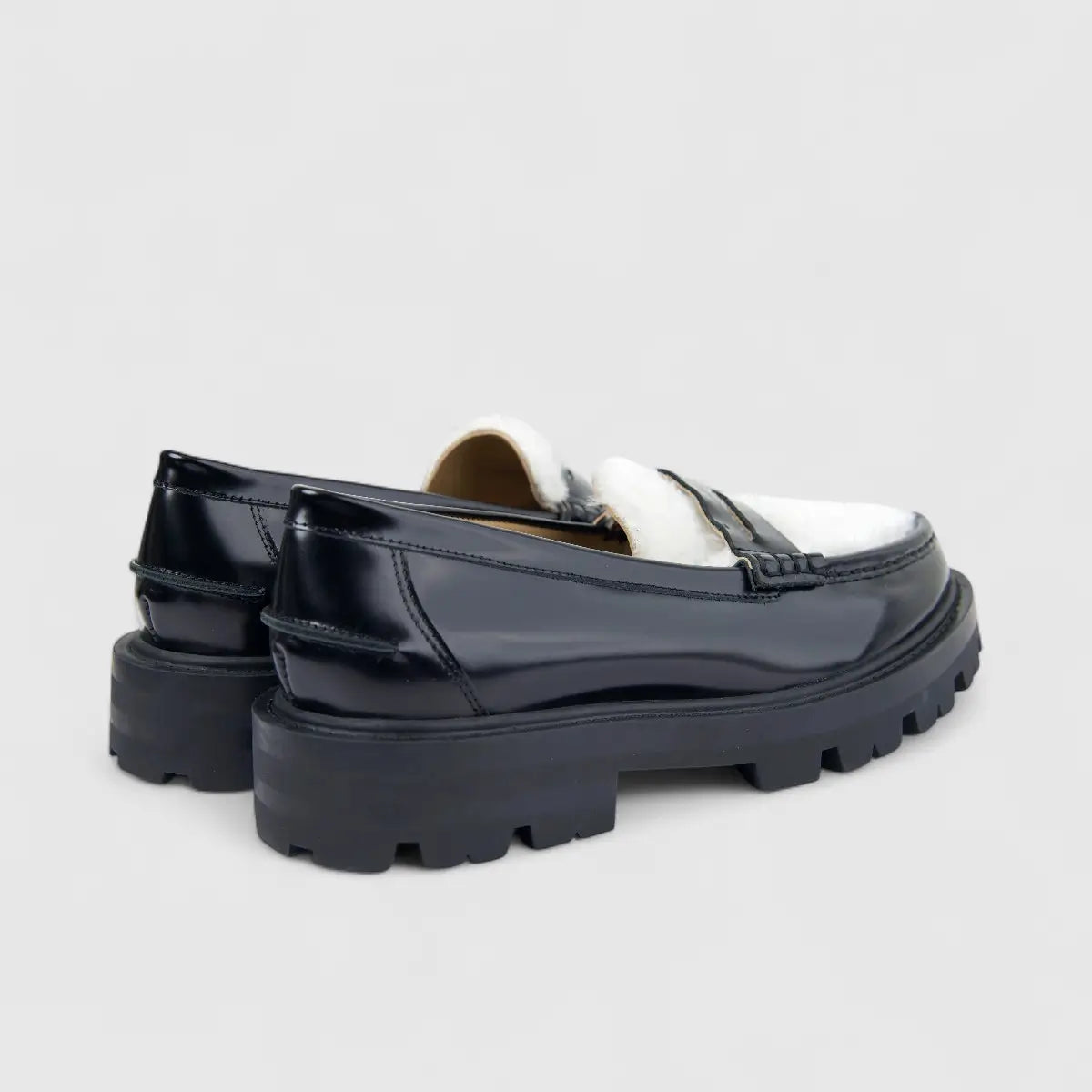 Morbido Ladies Leather Loafer Black/White PON020