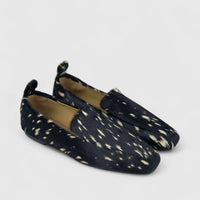 Morbido Ladies Leather Loafer With Horse Hair Black PON026