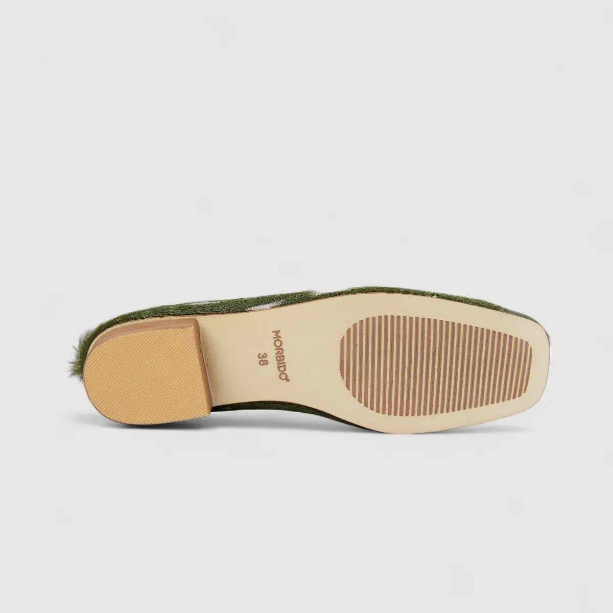 Morbido Ladies Leather Loafer With Horse Hair Green PON025