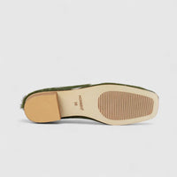 Morbido Ladies Leather Loafer With Horse Hair Green PON025