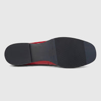 Morbido Ladies Leather Pump in dark red, showcasing the black sole with size 37 and textured grip.