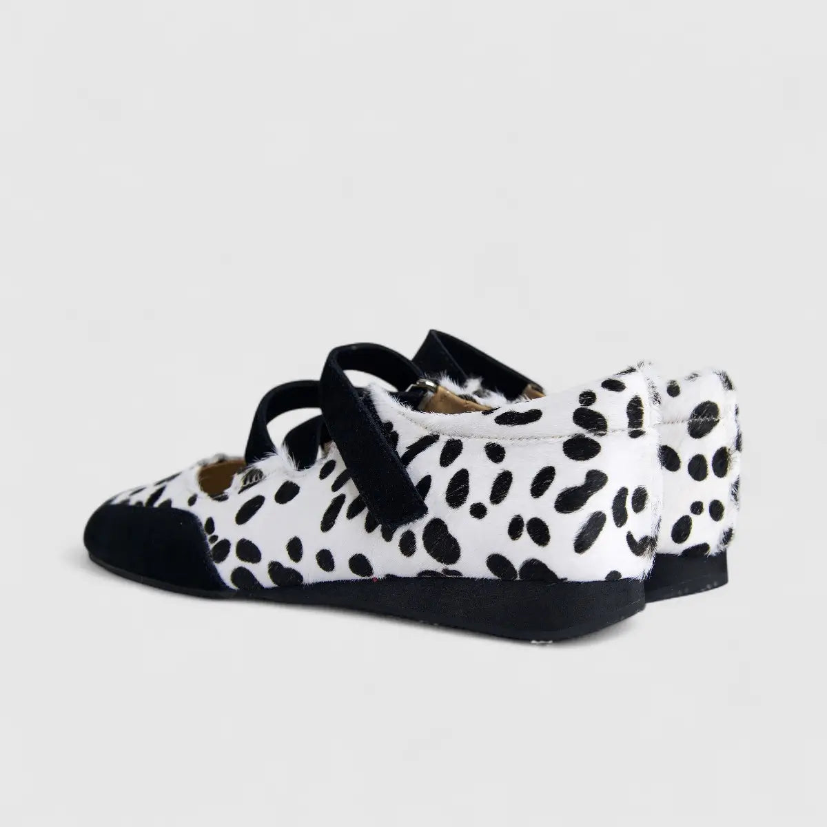 Morbido Ladies Leather Pump Black White Horse Hair PON001