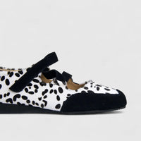 Morbido Ladies Leather Pump Black White Horse Hair PON001