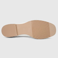 Morbido Ladies Leather Pump in white, showing the tan sole with textured grip and size 37.