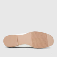 Morbido Ladies Leather Pump with a light brown ribbed outsole, displaying size 37 and white upper from a sole view.