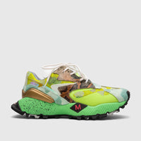 Morbido Ladies Leather Sneaker in green multi-color, adorned with rhinestones and snake print details, photographed from the